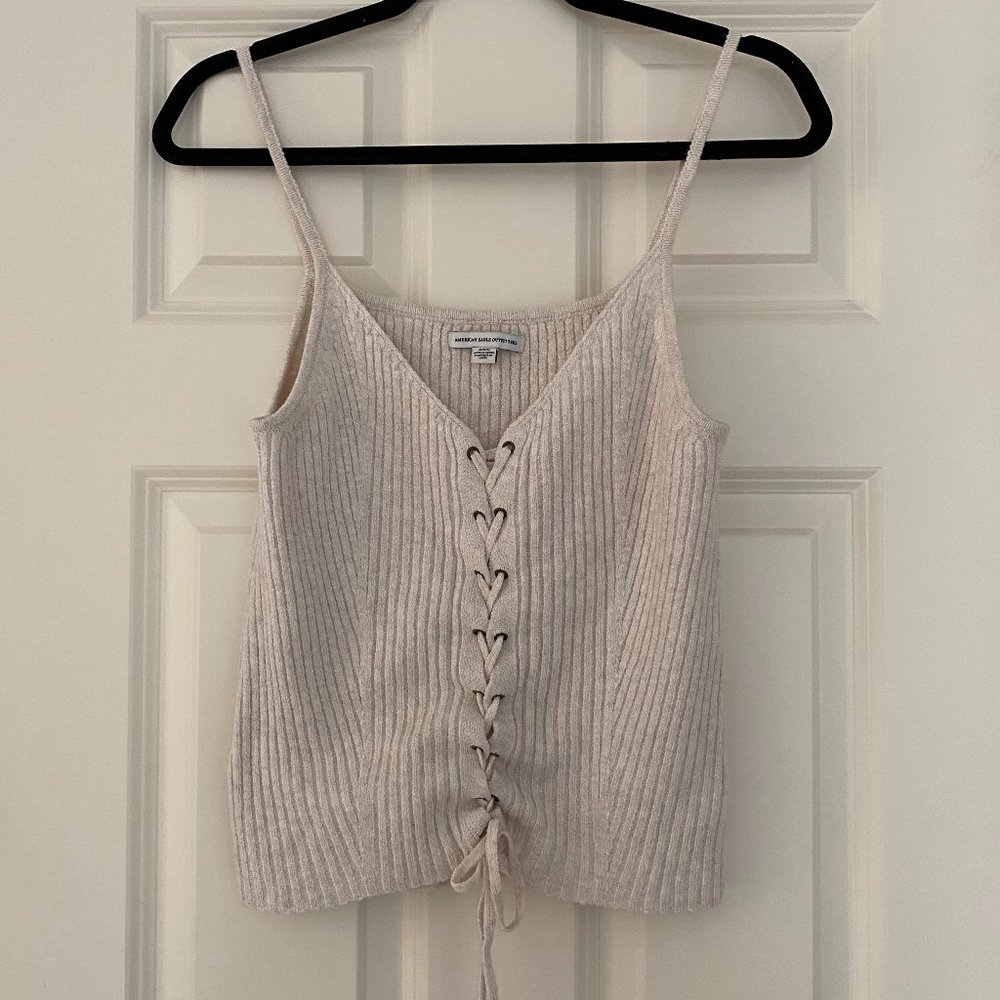 American Eagle Off-White Knit Tank, Size M